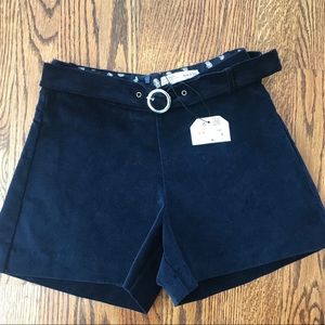 Girl’s Navy Velvet Shorts